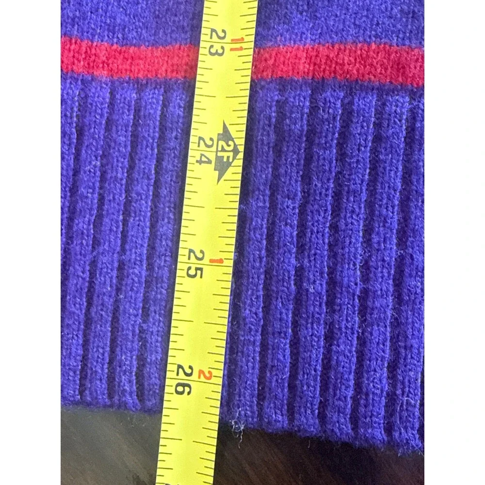 J. Crew Rugged Merino Wool Blend Striped Crew‎ Neck Sweater Purple Red Mens L